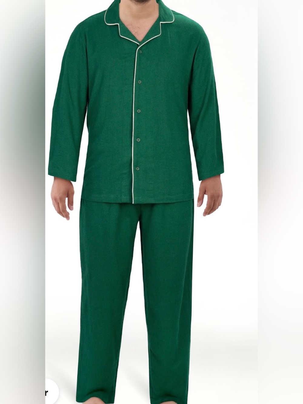 NEW Fruit of the Loom Men's Green Two-Piece Pajama Set w/Contrast Piping